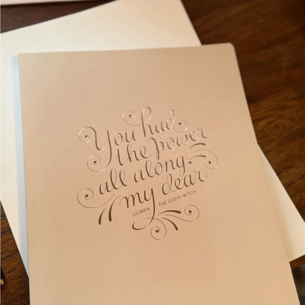 Paper Source Cream and Silver Notebook with Elegant Calligraphy Quoting Glenda